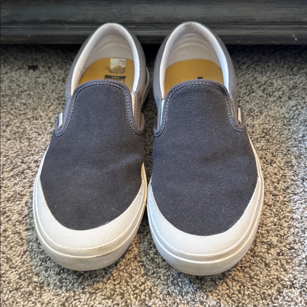 Vans Gray and White Slip-On Shoes